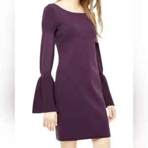 *NWT* Ann Taylor Marie Bell Sleeve Round Neck Purple  Sweater Knit Dress Size M